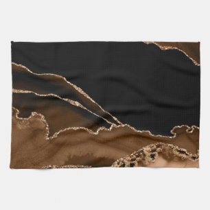Linge De Cuisine Pierre contemporaine en agate marbrée marron faux