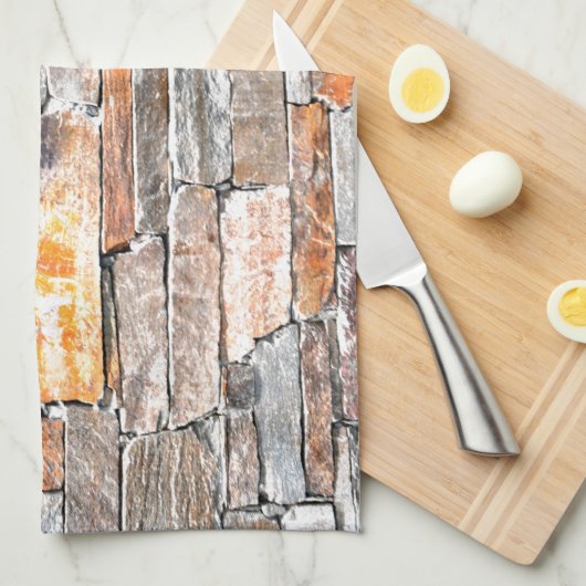 Linge De Cuisine Pierre | motif en pierre naturelle | briques (Quart Plié)