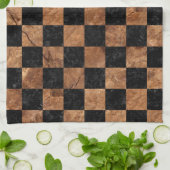 LINGE DE CUISINE PIERRE NOIRE DU MARBRE SQUARE1 ET DE BRUN (Plié)