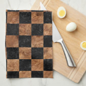 LINGE DE CUISINE PIERRE NOIRE DU MARBRE SQUARE1 ET DE BRUN (Quart Plié)