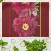 Linge De Cuisine Pierre rouge avec feuillage sur Arrière - plan rou (Plié)