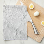 Linge De Cuisine Pierre texturée blanche, Art Abstrait monochrome (Quart Plié)