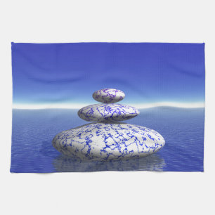 Linge De Cuisine Pierre Zen Bleu violet Océan Amour Paix Inspiratio