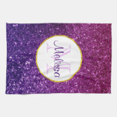 Linge De Cuisine Pierres à Parties scintillant rose et violet Monog (Horizontal)