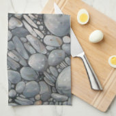 Linge De Cuisine Pierres de plage Coques Galets Rochers Peinture Ar (Quart Plié)