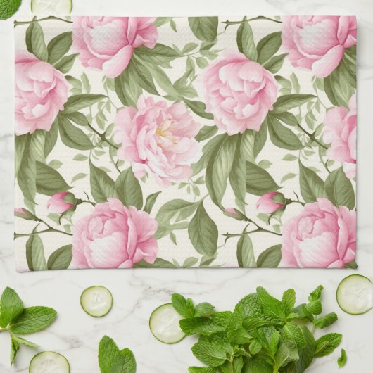 Linge De Cuisine Pies roses (Plié)