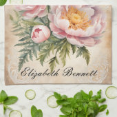 Linge De Cuisine Pies roses et dentelle (Plié)