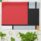 Linge De Cuisine Piet Mondrian - Composition avec un grand plan rou (Plié)