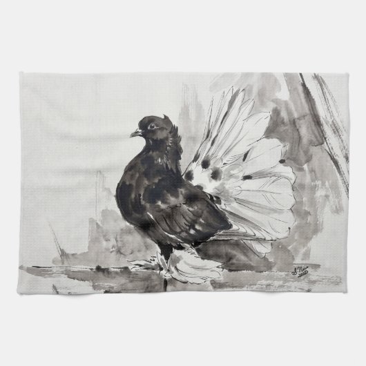 Linge De Cuisine Pigeon à queue indienne Eyeliner Poule (Horizontal)