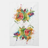 Linge De Cuisine Piment & Bell Peppers Splatter Art (Vertical)