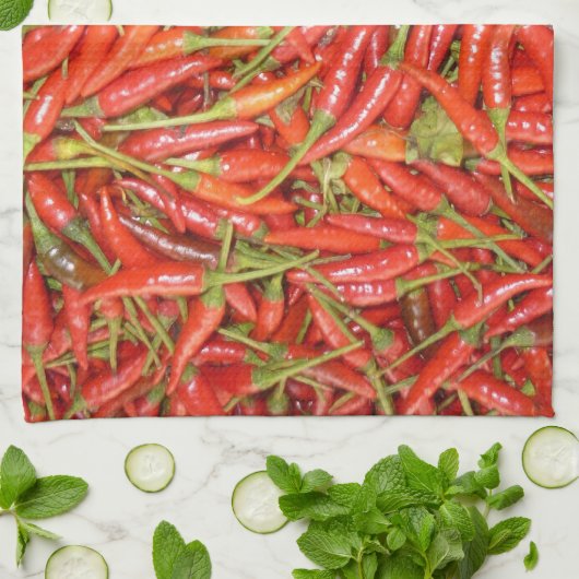 Linge De Cuisine piments rouges (Plié)