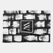 Linge De Cuisine Pinceau noir et blanc Abstrait (Horizontal)