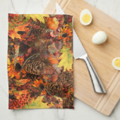 Linge De Cuisine Pine Cones Automne Feuilles Thanksgiving (Quart Plié)