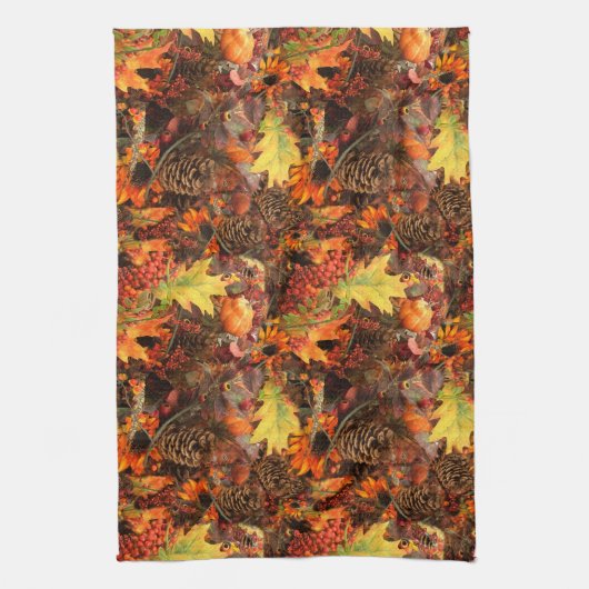Linge De Cuisine Pine Cones Automne Feuilles Thanksgiving (Vertical)