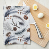 Linge De Cuisine Pine Cones & Pine Needles Aquarelles Motif (Quart Plié)