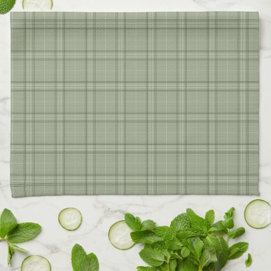 Linge De Cuisine Pine Deer Plaid - sauge vert cabincore tartan. (Plié)