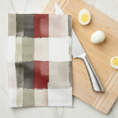 Linge De Cuisine Pine Vert ivoire Rouge rayures (Quart Plié)