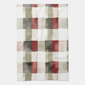 Linge De Cuisine Pine Vert ivoire Rouge rayures (Vertical)