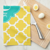 Linge De Cuisine Pineapple Wht Moroccan #5 Teal 3 Monogram initial (Quart Plié)