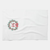 Linge De Cuisine Pinécone rustique | Monogramme de couronne de Noël (Horizontal)