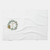 Linge De Cuisine Pinécone rustique | Monogramme de couronne de Noël (Horizontal)