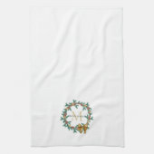 Linge De Cuisine Pinécone rustique | Monogramme de couronne de Noël (Vertical)
