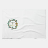 Linge De Cuisine Pinécone rustique | Monogramme de couronne de Noël (Horizontal)