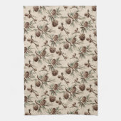 Linge De Cuisine Pinecones de Noël rétro Vintage (Vertical)