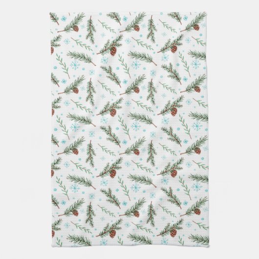 Linge De Cuisine Pinecones et Snowflakes (Vertical)