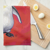 Linge De Cuisine Pingouin à Santa Hat en rouge (Quart Plié)