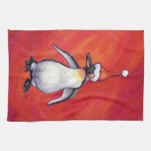 Linge De Cuisine Pingouin à Santa Hat en rouge (Horizontal)