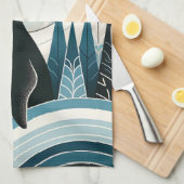 Linge De Cuisine Pingouin bleu ciel crémeux dans la forêt d'hiver d (Quart Plié)