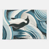 Linge De Cuisine Pingouin bleu ciel crémeux dans la forêt d'hiver d (Horizontal)