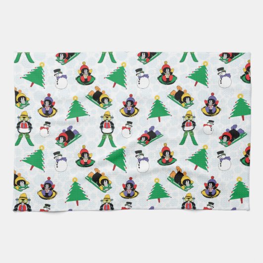 Linge De Cuisine Pingouin de Noël (Horizontal)