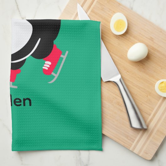 Linge De Cuisine Pingouin de Noël dans un Casquette et écharpe sur (Quart Plié)