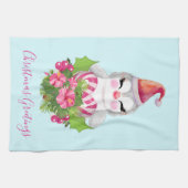 Linge De Cuisine Pingouin de Noël mignon à Santa Hat (Horizontal)