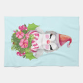 Linge De Cuisine Pingouin de Noël mignon à Santa Hat (Horizontal)