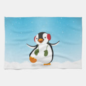 Linge De Cuisine Pingouin d'hiver mignon (Horizontal)