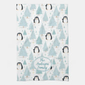 Linge De Cuisine Pingouin d'hiver mignon bleu de Noël (Vertical)