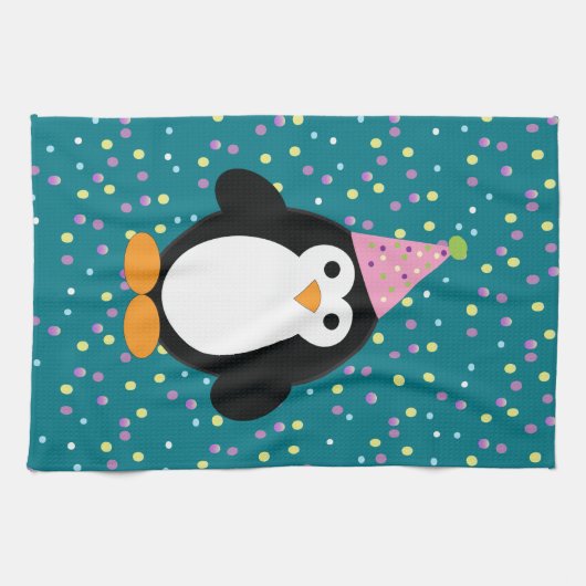 Linge De Cuisine Pingouin du Parti mou avec motif confetti (Horizontal)