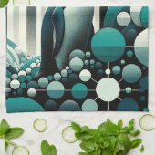 Linge De Cuisine Pingouin Turquoise turquoise Dans La Géométrie Art (Plié)