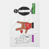 LINGE DE CUISINE PINGOUINS ASL D'AMOUR DE PAIX DE LA TEMPÉRATURE (Vertical)