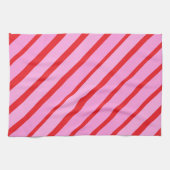Linge De Cuisine Pink and Red Diagonal Stripes  (Horizontal)