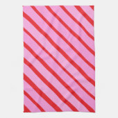 Linge De Cuisine Pink and Red Diagonal Stripes  (Vertical)