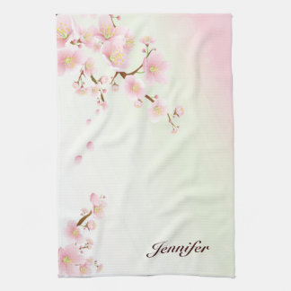 Linge De Cuisine Pink and White Cherry Blossom Nature Monogram
