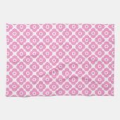 Linge De Cuisine Pink and white simple floral pattern (Horizontal)