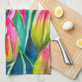 Linge De Cuisine Pink aquarelle tulipe art (Quart Plié)