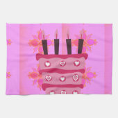 Linge De Cuisine Pink Bird Cake Art Imprimer (Horizontal)