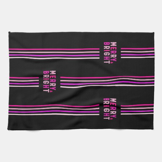 Linge De Cuisine Pink Black Noël (Horizontal)