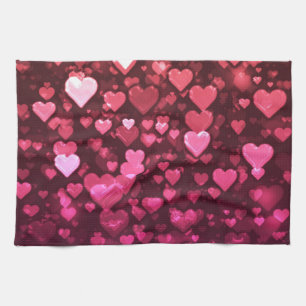 Linge De Cuisine Pink Bokeh Hearts papier peint Arrière - plan numé